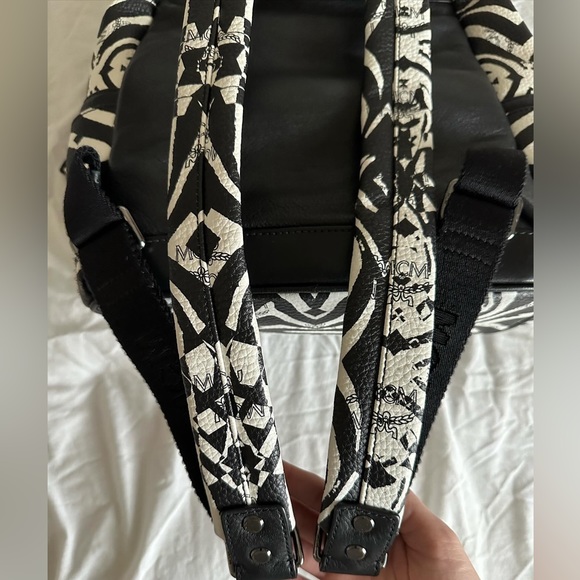 MCM Leather Visetos Studded Zebra Print Backpack - Picture 12 of 16